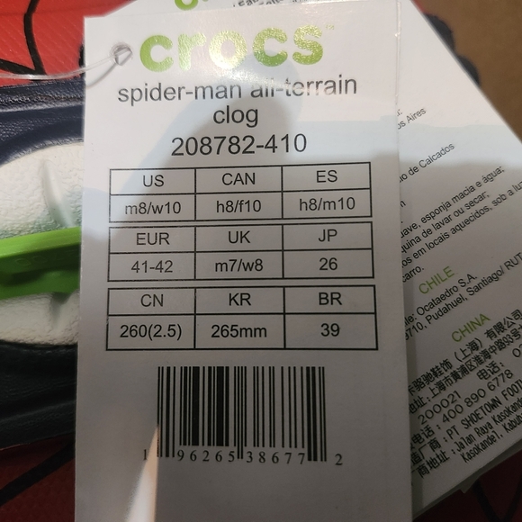 Limited Edition Crocs Spider-Man All-Terrain Clog: Size 8 Men 10 Woman - Picture 6 of 6